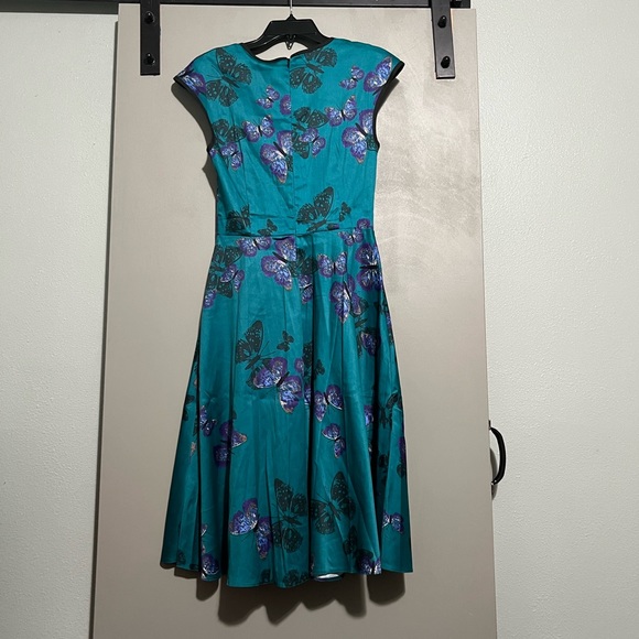 NWT Teal Purple Tea Butterfly Dress - Picture 3 of 3